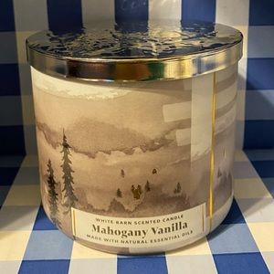 NWT Bath & Body Works Mahogany Vanilla 3 Wick Candle